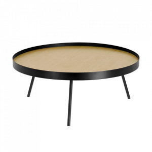 Masuta neagra/maro din lemn si metal pentru cafea 84 cm Nenet Kave Home