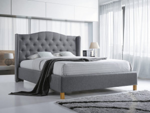 Pat gri din lemn si textil 180x200 cm Aspen Signal Meble