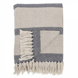 Pled albastru cu gri din bumbac 160x130 cm Throw Bloomingville