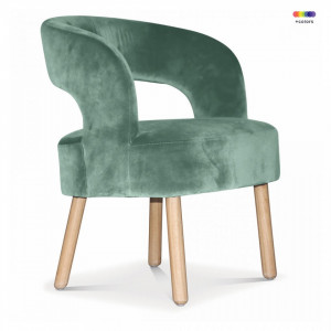 Scaun lounge verde/maro din lemn si catifea Dario Thyme Opjet Paris