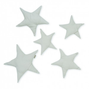 Set 5 decoratiuni gri din bumbac organic pentru perete Stars Light Grey Cam Cam