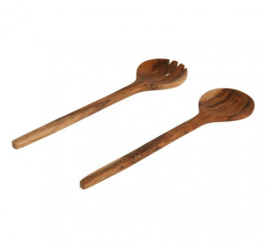 Set lingura si furculita maro din lemn de salcam pentru salata Yanila Kave Home