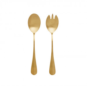 Set lingurita si furculita din inox auriu pentru salata Gold Nordal