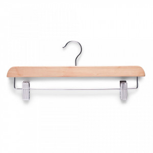 Umeras maro/argintiu din lemn si metal Skirt Trouser Hanger Zeller