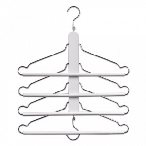 Umeras multiplu alb/argintiu din lemn si metal Beech Chromed Hanger Zeller