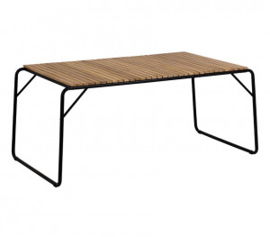 Masa dining neagra/maro din lemn de salcam si otel pentru exterior 90x165 cm Yukai La Forma
