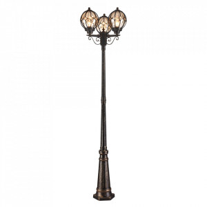 Stalp de iluminat negru din metal pentru exterior cu 3 becuri 219 cm Champs Elysees Maytoni