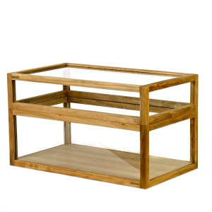 Masuta maro/transparenta din lemn si sticla pentru cafea 40x70 cm Chest Pols Potten
