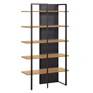 Biblioteca neagra/maro deschis din lemn si metal 180 cm Nadyria Kave Home