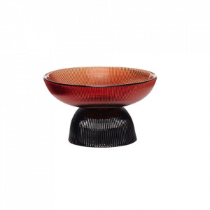 Bol decorativ portocaliu/negru din sticla 16 cm Orange Bowl Hubsch