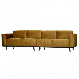 Canapea galbena din catifea pentru 4 persoane Statement Honey Be Pure Home