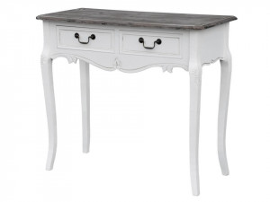 Consola cu 2 sertare din lemn de plop si MDF 90 cm Rimini White Livin Hill