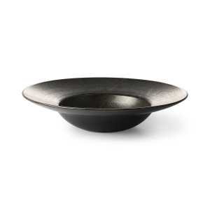 Farfurie neagra din portelan 28 cm Kyoto Rustic Pasta HK Living