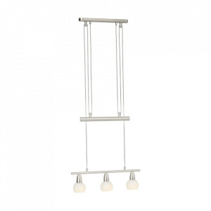 Lustra argintie/alba din metal si sticla cu 3 becuri Mona Brilliant