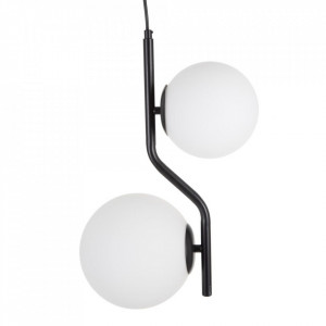 Lustra neagra din metal si sticla cu 2 becuri Duo In Line Ixia