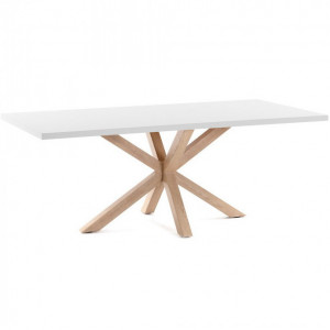 Masa dining alba/maro din MDF si otel 100x160 cm Arya La Forma