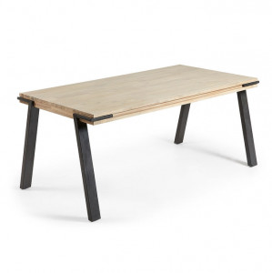 Masa dining maro/neagra din lemn de salcam si MDF 90x160 cm Thinh Kave Home