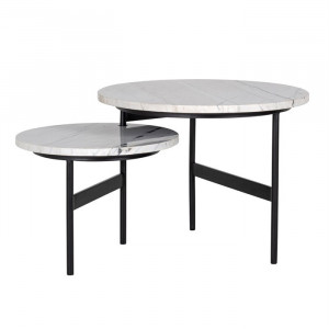 Masuta de cafea alba/neagra din marmura si fier Lexington Richmond Interiors