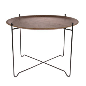 Masuta maro din lemn de nuc si metal pentru cafea 60 cm Slide Small HK Living