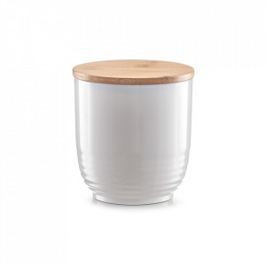 Recipient cu capac alb/maro din polistiren si lemn 800 ml Nor Zeller