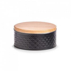 Recipient cu capac negru/maro din metal 9,3x20 cm Scandi Zeller