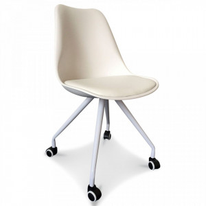 Scaun birou alb din metal si piele Scandinavian Office Opjet Paris