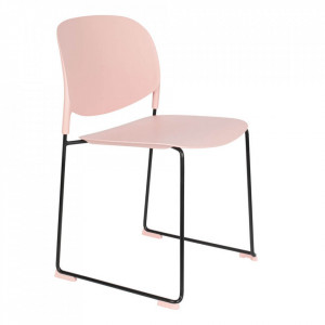 Scaun dining roz/negru din polipropilena si otel Stacks White Label