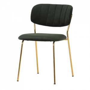 Scaun dining verde/auriu din catifea si metal Carlo Simple Signal Meble