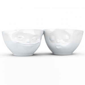 Set 2 boluri albe din portelan 200 ml Kissing & Grinning Tassen