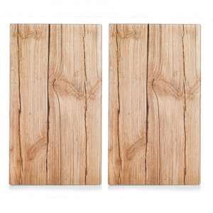 Set 2 tocatoare dreptunghiulare maro din sticla 30x52 cm Wood Zeller