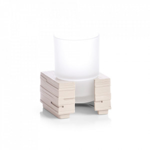 Suport bej/transparent din polirasina si sticla pentru periuta dinti 8x11,5 cm Slate Tumbler Zeller