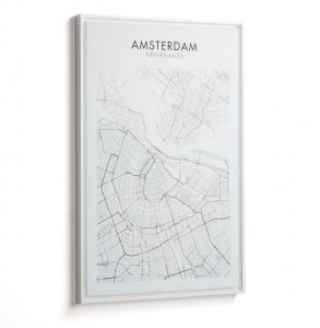 Tablou alb/negru din lemn 50x70 cm Uptown Amsterdam La Forma