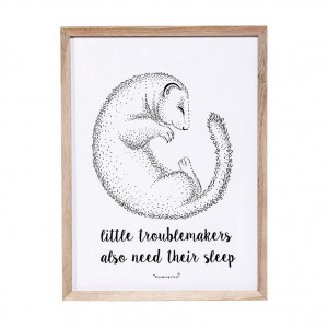 Tablou din lemn si PVC 40x30 cm Little Troublemakers Bloomingville