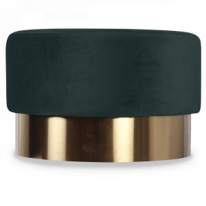 Taburet verde din catifea cu baza aurie din metal 55x35 Serge Opjet Paris