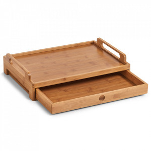 Tava dreptunghiulara maro din lemn pentru mic dejun 31x43 cm Dejeuner Zeller