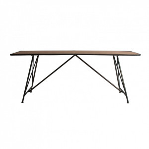 Masa dining maro/neagra din lemn si metal 80x200 cm Blesa Vical Home