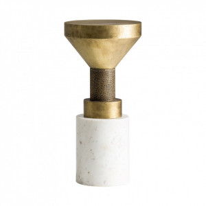 Masuta cafea rotunda din alama si marmura 31 cm Recke Vical Home