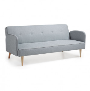 Canapea extensibila din lemn de pin si poliester pentru 3 persoane Lika Kave Home