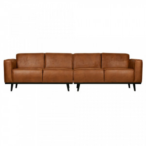 Canapea maro din piele pentru 4 persoane Statement Cognac Be Pure Home