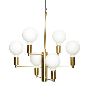 Candelabru maro alama/alb din metal si sticla cu 6 becuri Sonya Hubsch