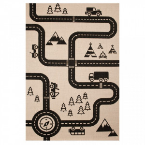 Covor crem/negru pentru copii 170x120 cm Road Map Zala Living