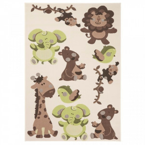 Covor maro/verde pentru copii 200x140 cm Animals Zala Living