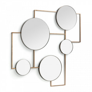 Decoratiune cu oglinda maro alama din metal pentru perete 81x83 cm Platte Kave Home