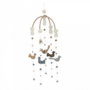 Decoratiune suspendabila din lemn si iuta 36x105 cm Birds Bloomingville Mini