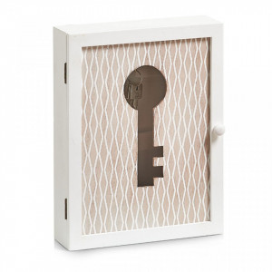 Dulapior alb/crem din lemn si MDF pentru chei Nordic Key Box Zeller