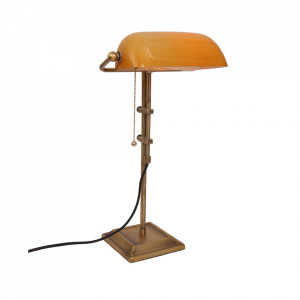 Lampa birou portocalie/maro bronz din sticla si metal 57 cm Ancilla Steinhauer
