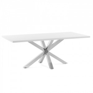 Masa dining din otel cu blat MDF alb 160x100 cm Argo Kave Home