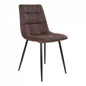 Scaun dining maro inchis/negru din microfibre si otel Middelfart House Nordic