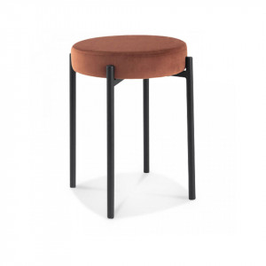 Scaunel roz/negru din catifea si metal Jack Antique Opjet Paris