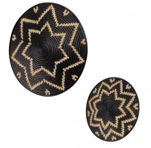 Set 2 decoratiuni maro/negre din ratan pentru perete Aurek Kave Home